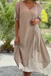 Serena | Women's Layered Midi Dress Short Sleeve V-Neck