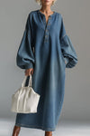 Madison | Elegant Urban-style Blue Denim Button-down Maxi Dress