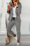 Blair | Women's Plaid Blazer Set Long Sleeve Jacket Slim Pants Suit
