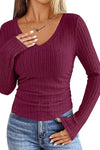 Kaia | Women's Sweater with V-Neck and Ribbed Texture