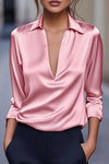 Lenora | V-Neck Blouse with Satin Finish and Elegant Design