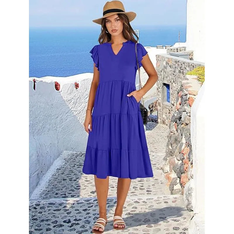Blake | Women’s Dress with V-Neck and Tiered Skirt