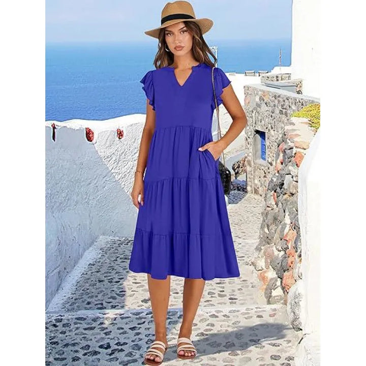 Blake | Women’s Dress with V-Neck and Tiered Skirt
