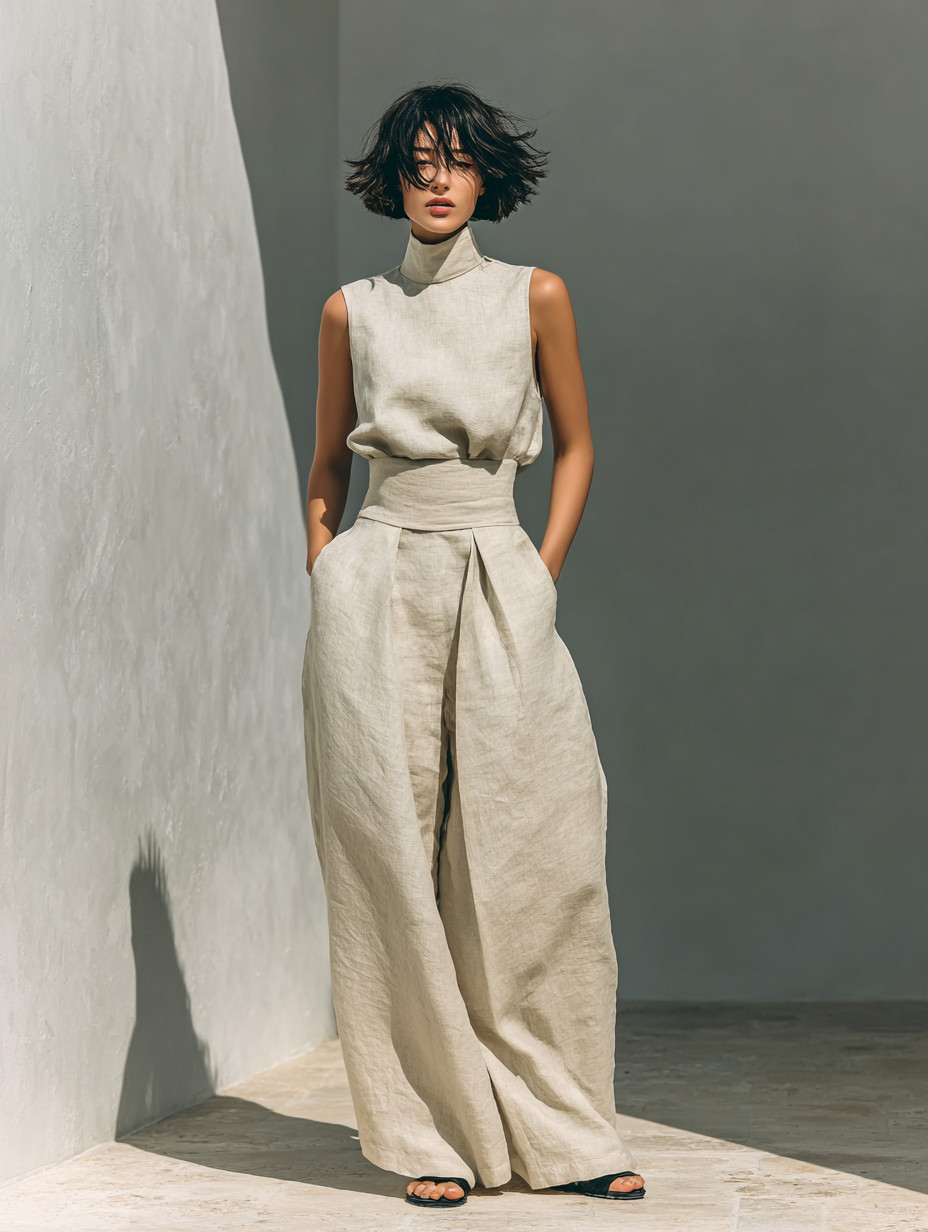 Jill | Sleeveless Blouse And Wide Leg Pants Set
