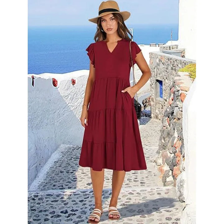 Blake | Women’s Dress with V-Neck and Tiered Skirt