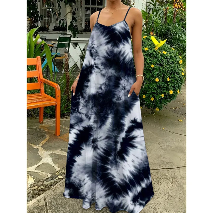 Aureline | Women’s Maxi Dress with Straps and Tie-Dye