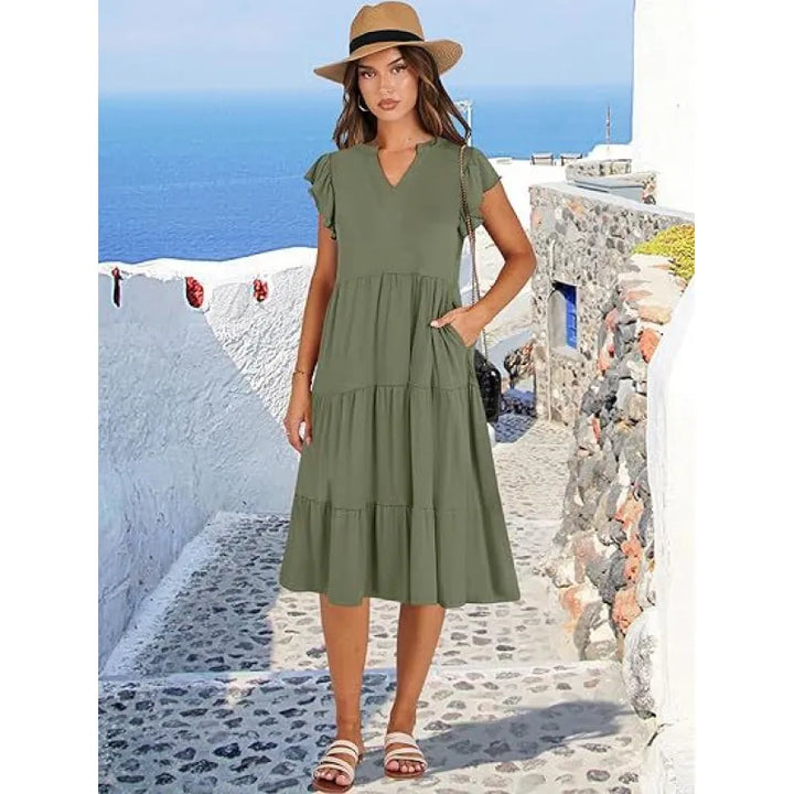 Blake | Women’s Dress with V-Neck and Tiered Skirt
