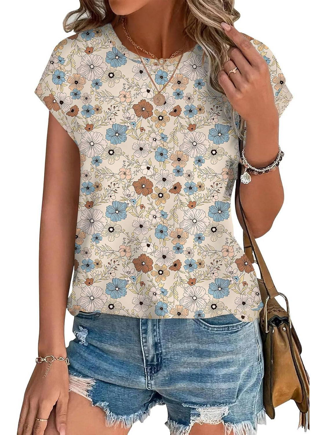 Rowan | Casual Top with Leaf Print and Crew Neck