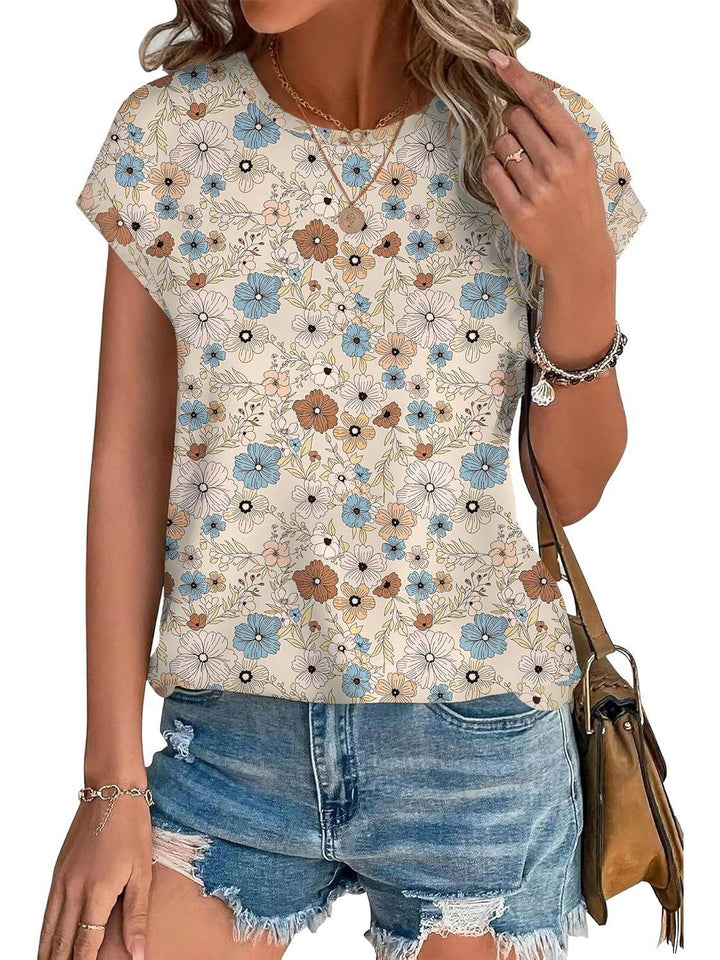 Rowan | Casual Top with Leaf Print and Crew Neck
