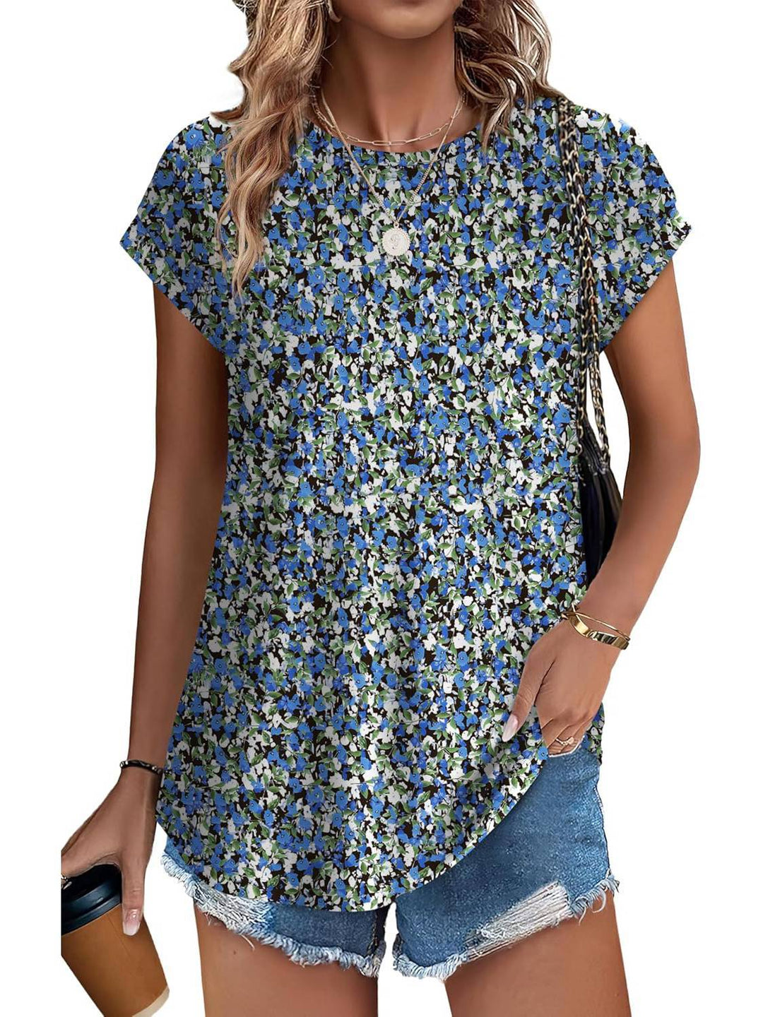 Rowan | Casual Top with Leaf Print and Crew Neck