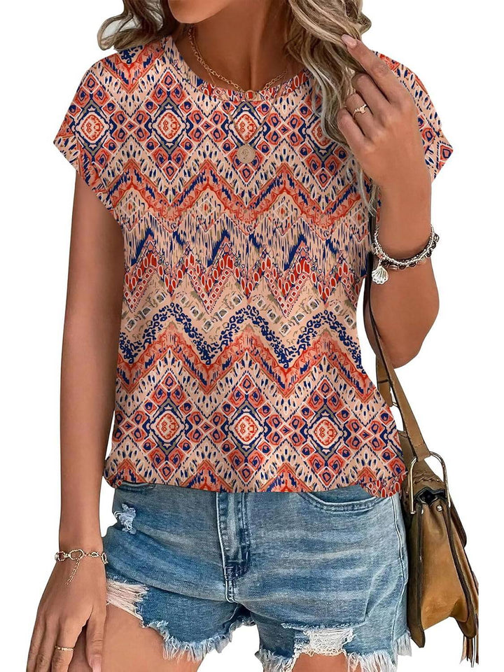 Rowan | Casual Top with Leaf Print and Crew Neck