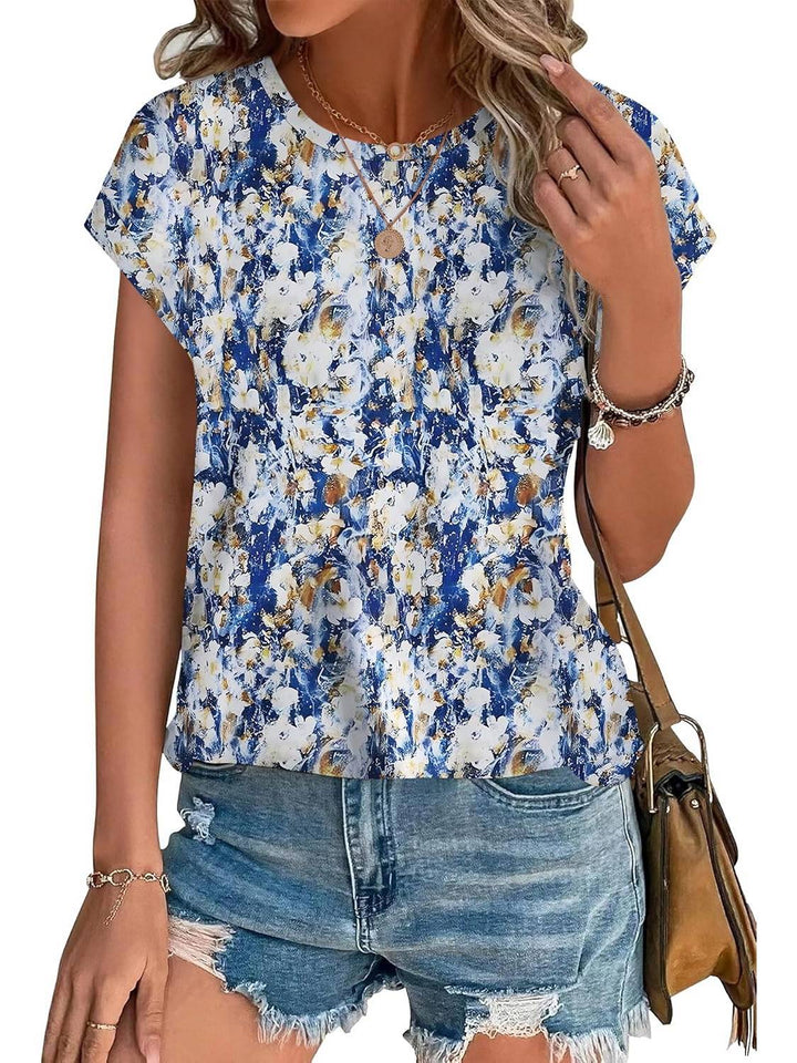 Rowan | Casual Top with Leaf Print and Crew Neck