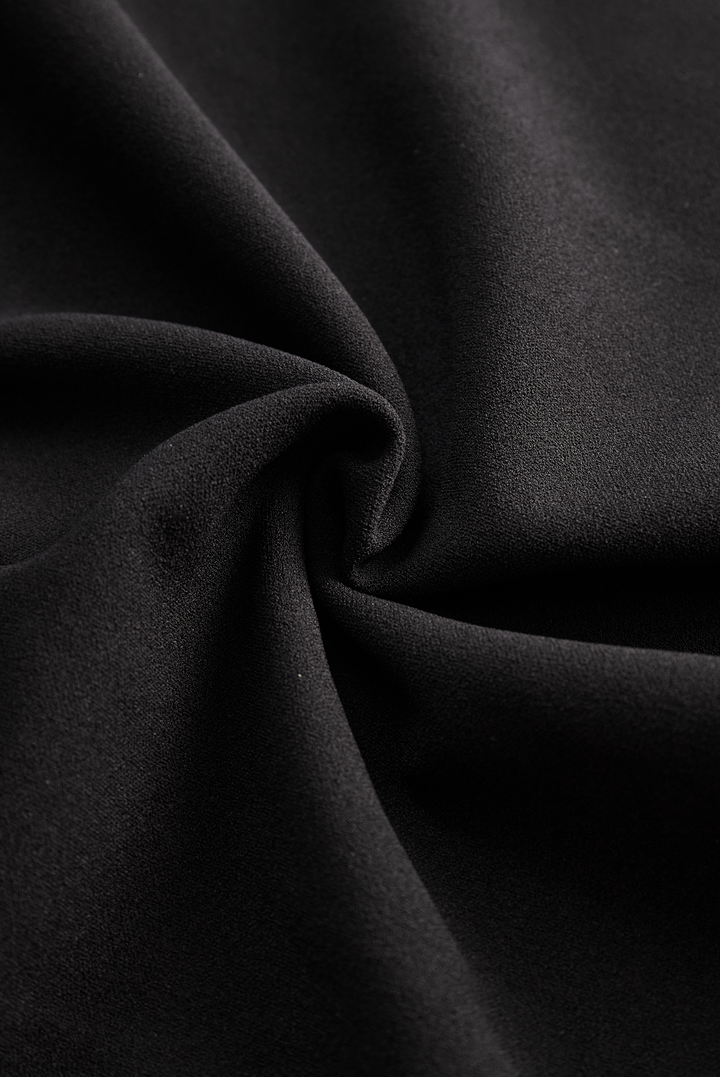 Ariana | Elegant Black Sheath Dress with Belt and Mandarin Collar