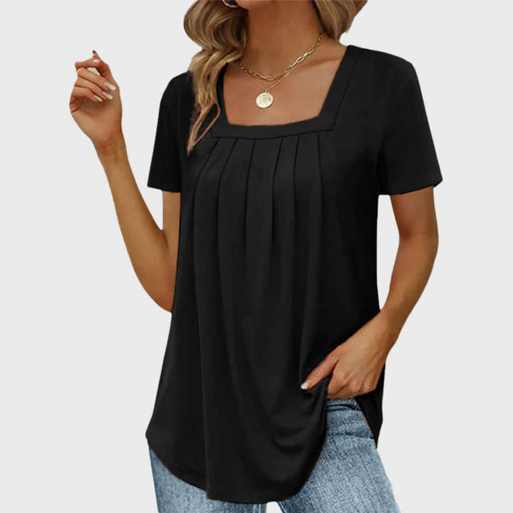 Emerson | Pleated Square-Neck Top