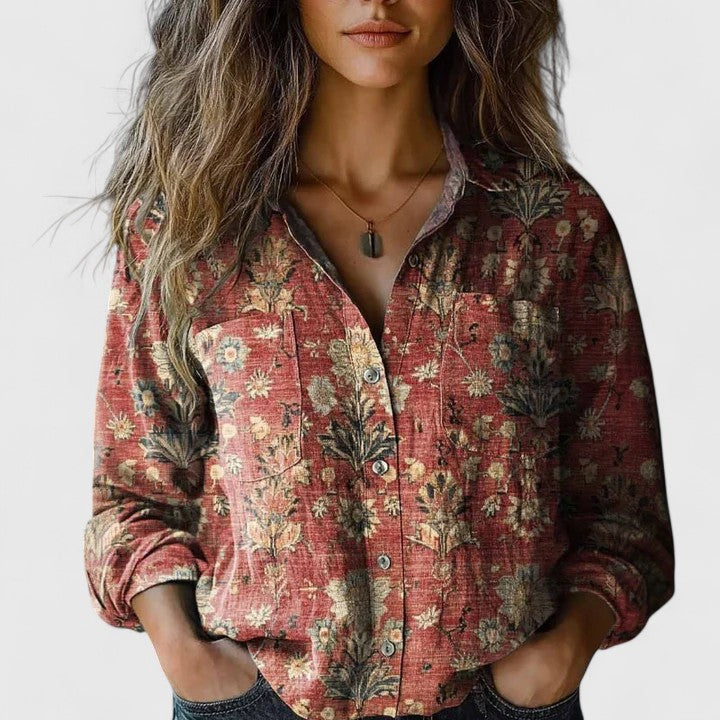 Juniper | Long Sleeve Button-Down Shirt with Floral Print