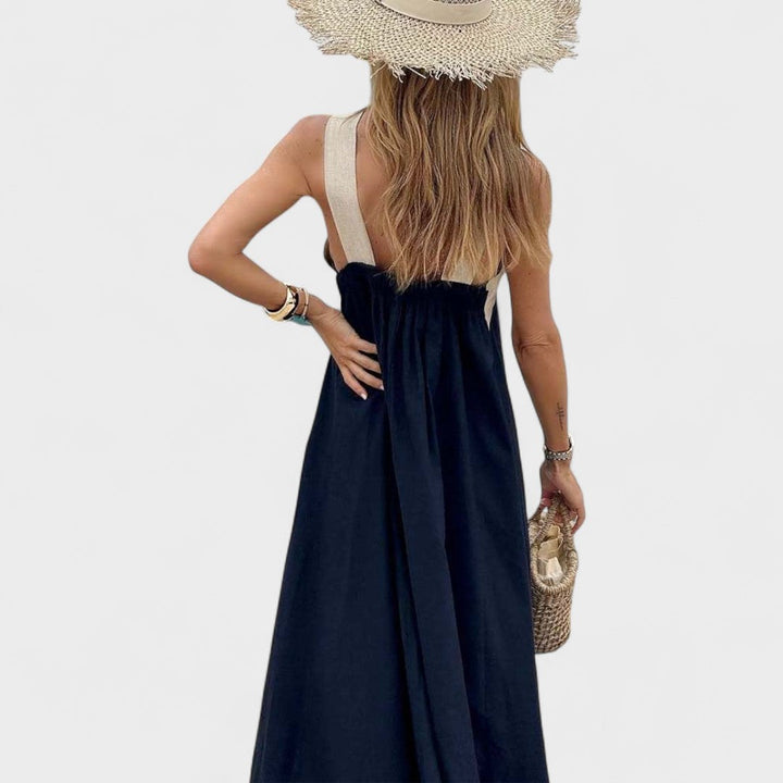 Sue | Elegant Cross-Neck Maxi Dress