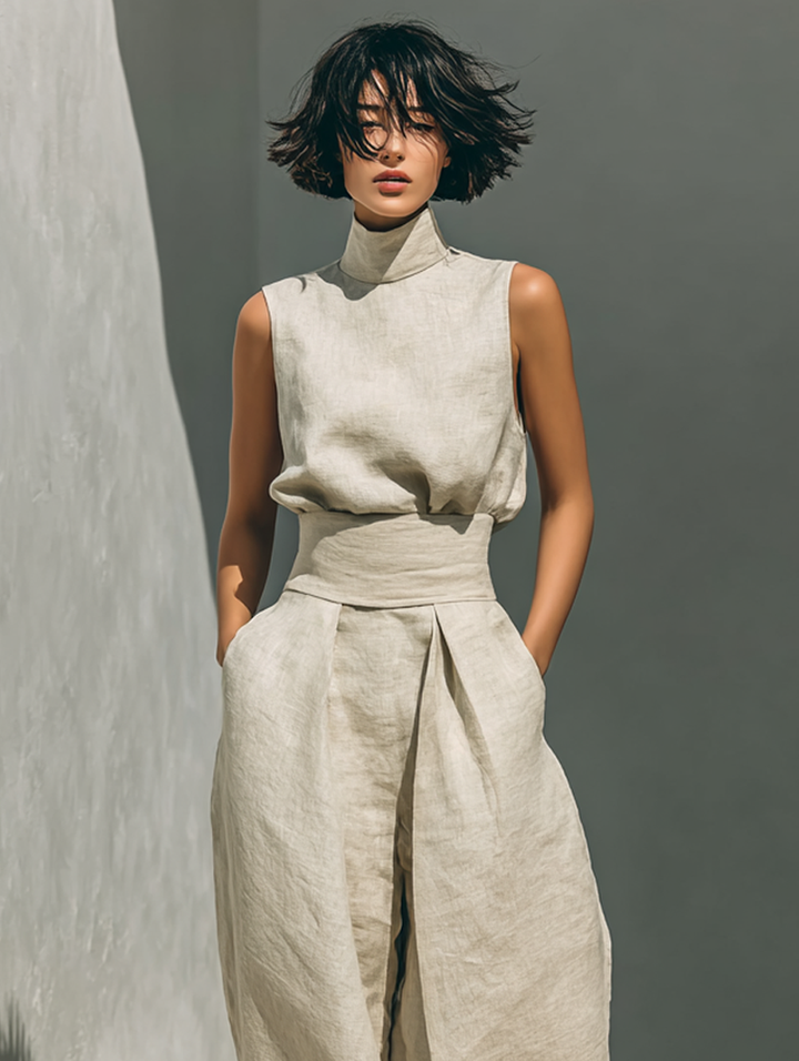 Jill | Sleeveless Blouse And Wide Leg Pants Set