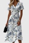 Hartwell | Women's Floral Print Midi Dress with Wrap V-Neck and Flutter Sleeves
