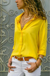 Raven | Women's Blouse with Collar and Rolled Sleeves
