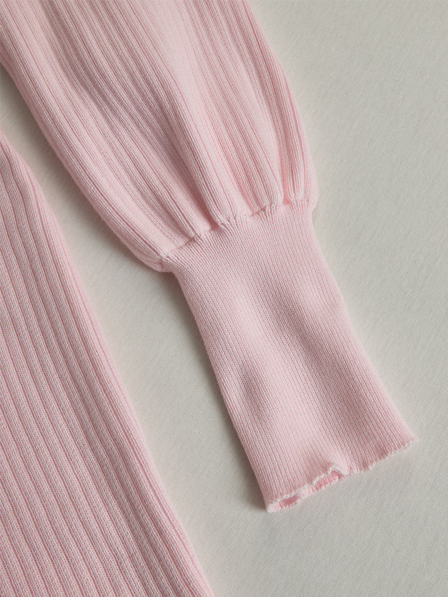 Rosalie | Elegant Pink V-neck Single-breasted Knitted Mini Dress