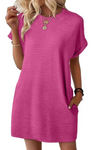 Maggie | Women's Short Sleeve T-Shirt Mini Dress with Pockets