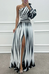 Karina | Women's Striped One Shoulder Maxi Dress with Flowing Design and Versatile Style