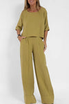 Lea | Women's Set with Boatneck and Wide Legs