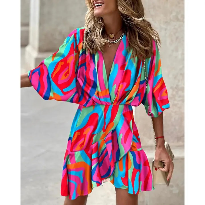 Marisol | Women’s Mini Dress with V-Neck and Ruffles