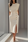 Women's Midi Dress with Relaxed Fit and Versatile Style