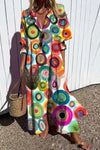 Jacqueline | Women’s Maxi Dress with V-Neck and Circle Print