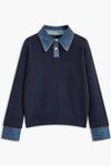 2 in 1 Panel Lapel Sweater