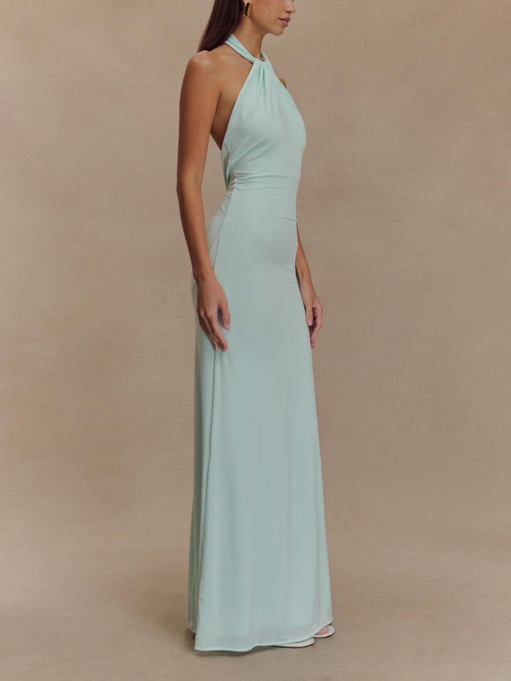 Kendra | Slinky Halter Maxi Dress