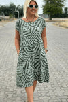 Sage | Women's Summer Dress with Round Neck and Printed Design