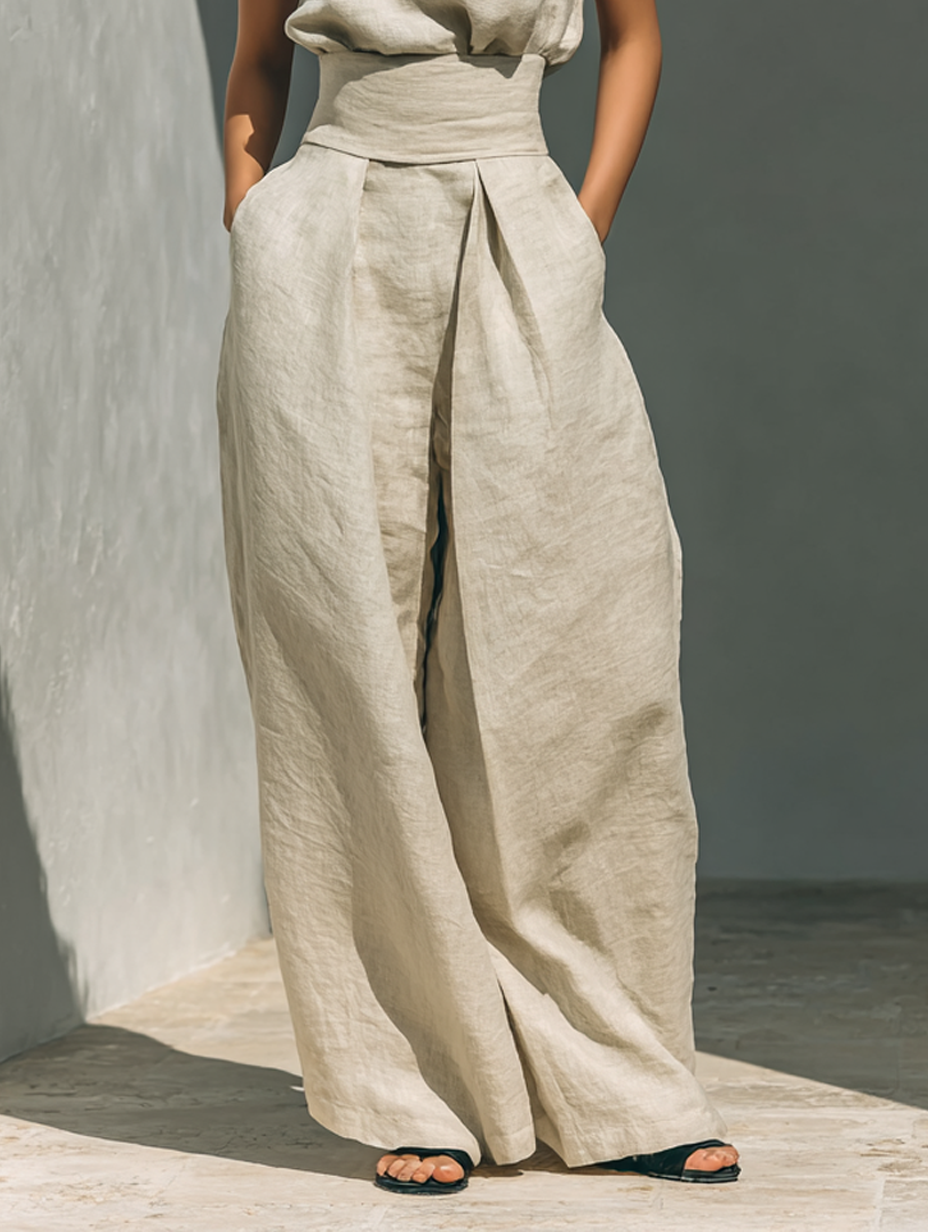 Jill | Sleeveless Blouse And Wide Leg Pants Set