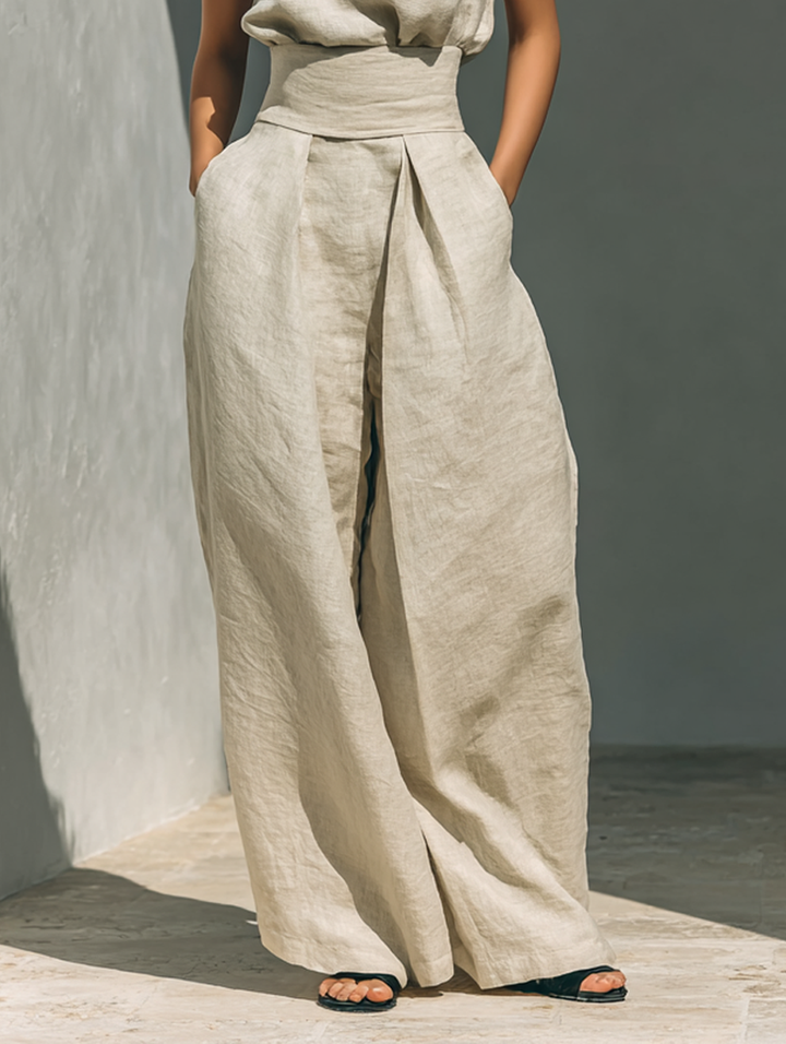Jill | Sleeveless Blouse And Wide Leg Pants Set