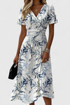 Aria | Women's Floral Wrap Midi Dress V-Neck Short Sleeve