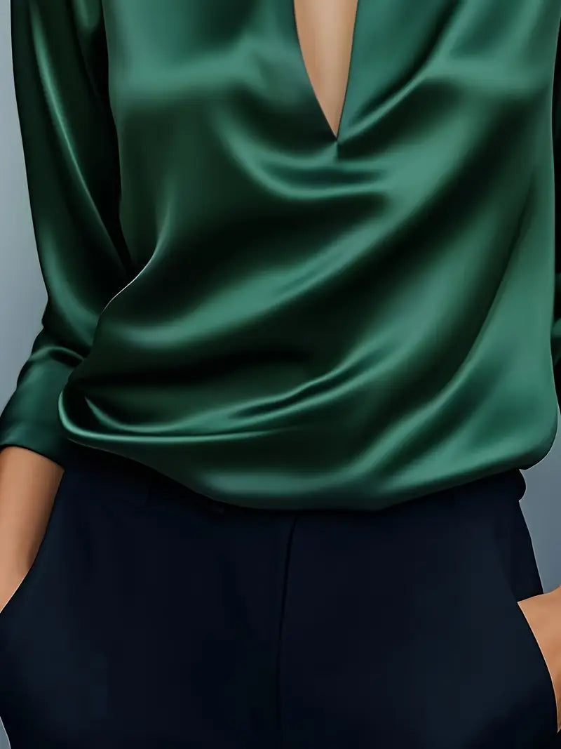 Lenora | V-Neck Blouse with Satin Finish and Elegant Design