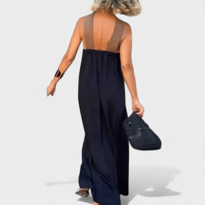 Sue | Elegant Cross-Neck Maxi Dress