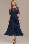 Larkin | Women's Lace Short Sleeve Dress with Round Neck and Elegant Design