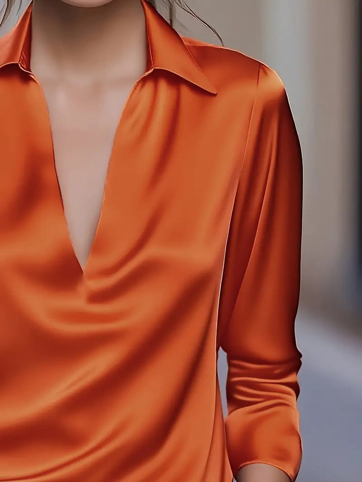 Lenora | V-Neck Blouse with Satin Finish and Elegant Design