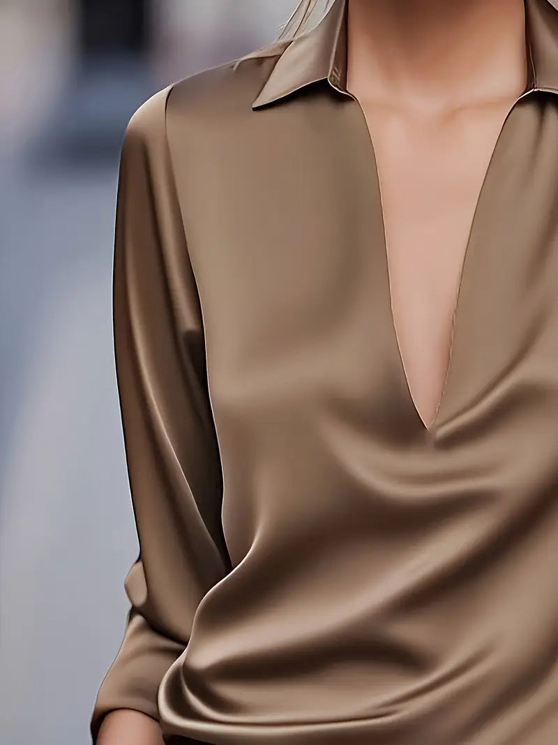 Lenora | V-Neck Blouse with Satin Finish and Elegant Design