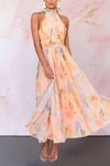 Evalina | Women's Maxi Dress with Halter Neckline and Flowing Skirt