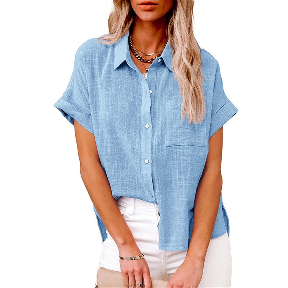 Noelle | Lightweight Shirt with Front Pocket and Short Sleeves