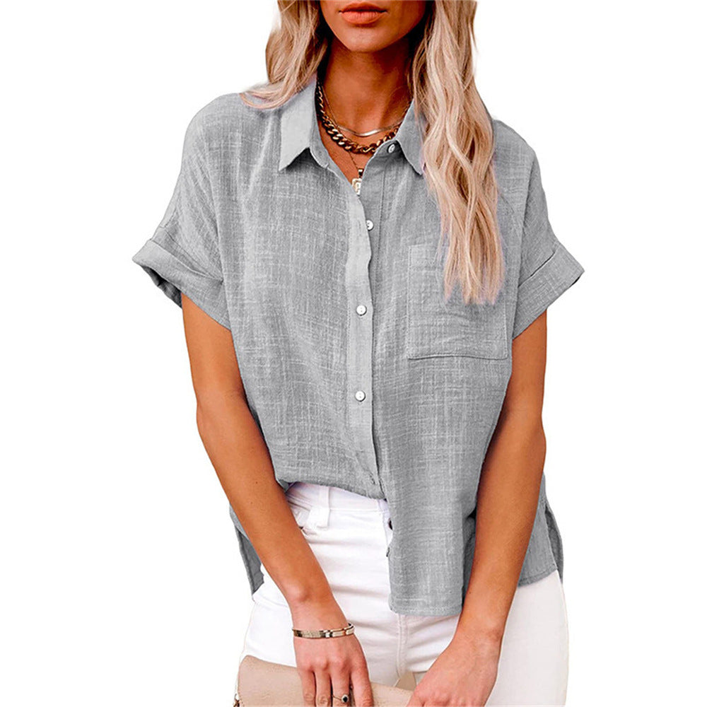Noelle | Lightweight Shirt with Front Pocket and Short Sleeves