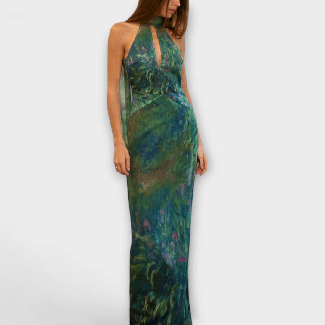 Iris| Elegant Floral Maxi Dress for Summer Occasions
