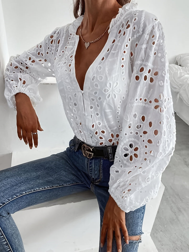 Juliette | Floral Long-Sleeve Blouse with Button Closure