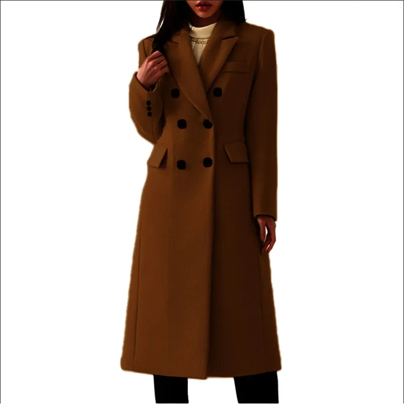 Sally | Women’s Long Coat with Lapels and Buttons