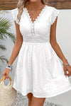 Evangeline | Women’s Mini Dress with V-Neckline and Lace Panels
