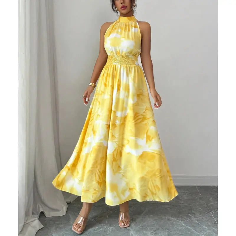 Noelle | Women’s Maxi Dress with Halter Neckline and Smocked Waist