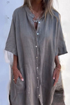 Lavender | Women's Boho Shirt Dress with Button Closure and Adjustable Waist